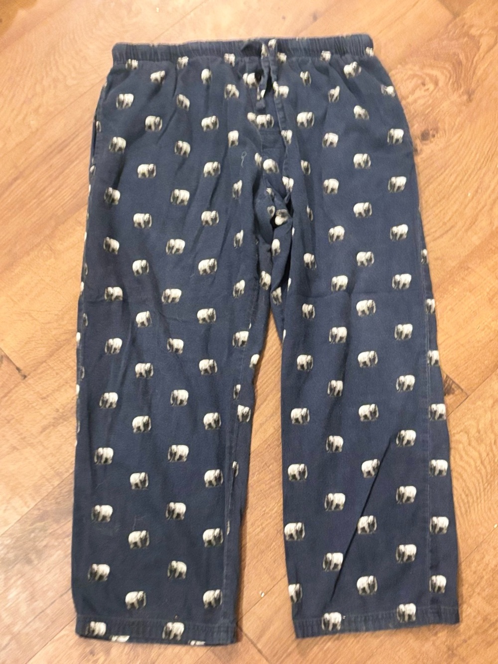Woolrich Navy Pajama Pants with Cream Elephant Print